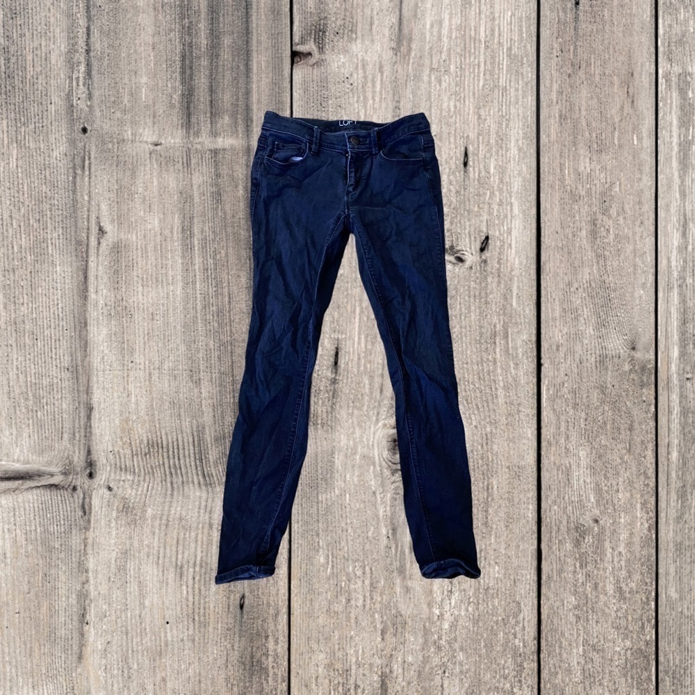 Ann Taylor LOFT Super Skinny Denim Jeans Dark Wash Indigo 24/00